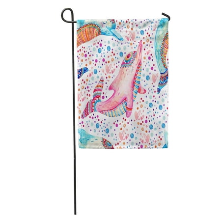 KDAGR Watercolor Lovely Dolphins on Bubbles Childish Mammals in Cartoon Hand Garden Flag Decorative Flag House Banner 12x18 inch