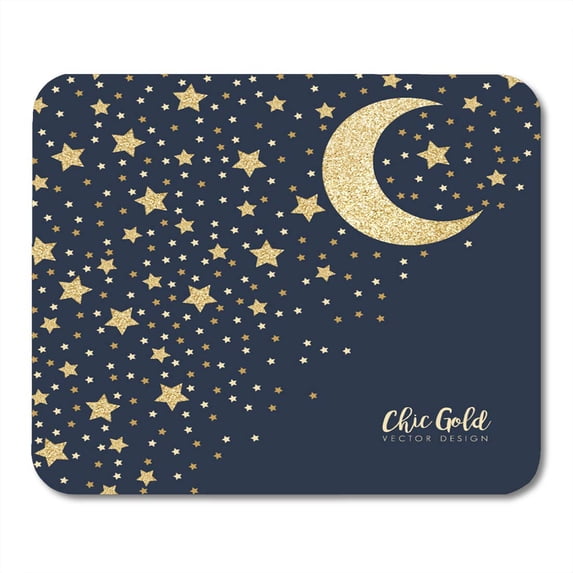 KDAGR Wedding Star Sparkling Gold Starry Night Design Kids Abstract Mousepad Mouse Pad Mouse Mat 9x10 inch