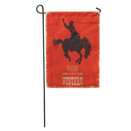KDAGR West Western Cowboy Riding Wild Horse on Red Country Bronco Hat Garden Flag Decorative Flag House Banner 12x18 inch