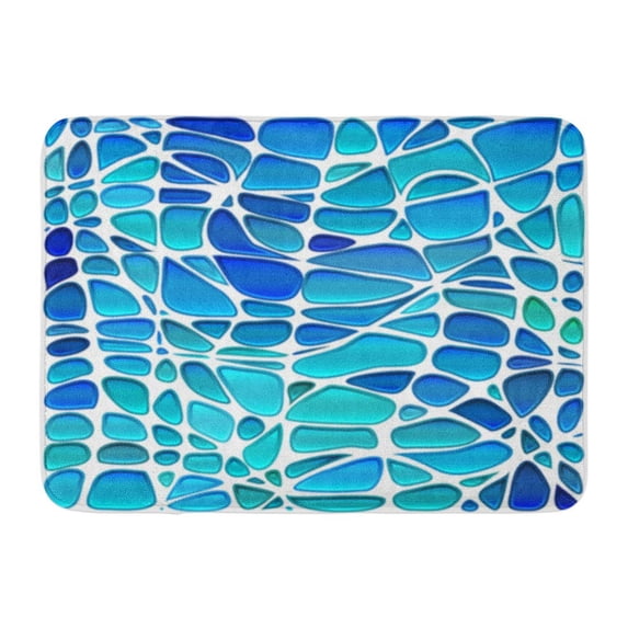KDAGR Window Abstract Stained Glass Mosaic Light and Bright Blue Color Colored Multi Doormat Floor Rug Bath Mat 30x18 inch