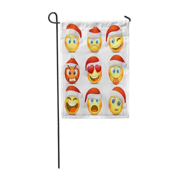 KDAGR Yellow Christmas and Sad New Year Hat Santa Face Garden Flag Decorative Flag House Banner 12x18 inch