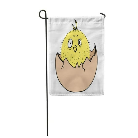 KDAGR Yellow Easter Fluffy Chick Chicken in Broken Egg Hatching Garden Flag Decorative Flag House Banner 12x18 inch