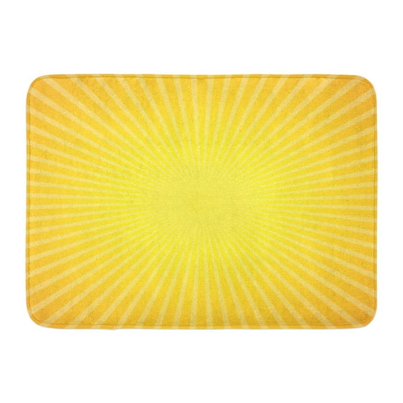 KDAGR Yellow Sun Starburst Tones Orange Burst Shine Halftone Distressed Spa Doormat Floor Rug Bath Mat 23.6x15.7 inch