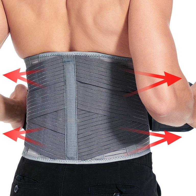 KDD Lower Back Brace, Adjustable Vertical Lumbar Support Belt, Extra-Wide  with 10 Stays Breathable Elastic Back Support Belt for Waist Pain Relief