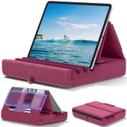 KDD Tablet Pillow Stand, iPad Tablet Stand Foldable Adjustable with Storage Bag & Stylus Mount, for Desk Bed Couch and Lap, Purple
