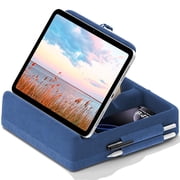 KDD Tablet Pillow Stand, iPad Tablet Stand with Storage, Foldable Adjustable Holder for Bed, Couch, Lap and Desk, Blue