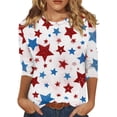 thumbnail image 1 of KDDYLITQ 250 Anniversary Usa Shirts Womens Usa Star Stripes 3/4 Sleeve Blousees Usa Flag Crew Neck July 4th Tees Summer Trendy Clothes Multicolor XL, 1 of 5