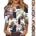 thumbnail image 1 of KDDYLITQ 250 Anniversary Usa Tshirt for Women Patriotic Usa Flag 3/4 Sleeve Blouses Summer American Flag Freedom Tops Usa Star Stripes 2026 Crew Neck Tees Light Gray S, 1 of 6