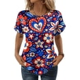 thumbnail image 1 of KDDYLITQ 250 Years Of Shirt Womens 250th Anniversary Printed Crew Neck Red White Blue Blousees Flag Short Sleeve Summer Clothes Independence Comfy Tops Royal Blue 2XL, 1 of 5