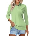 thumbnail image 1 of Kddylitq 3/4 Sleeve Polo Shirts For Women Collared Wicking Summer Shirts Lightweight Loose Vintage Tops Fluorescent Green 2XL, 1 of 4