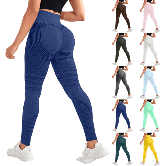 KDDYLITQ 3D Cellulite-Reducing Leggings Women 3D Compression Stretchy Yoga Pants High Elastic Waisted Tights Workout Gym Tummy Control Leggings Navy L