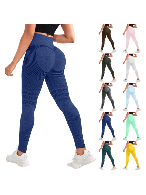 3D Cellulite-Reducing Leggings Women 3D Compression Stretchy Yoga Pants High Elastic Waisted Tights Workout Gym Tummy Control Leggings Navy L
