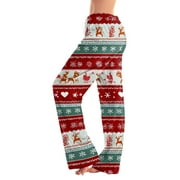 KDDYLITQ Christmas Pajama Pants for Women Elastic Waist Plaid Oversized Pants Merry Christmas Length Long Funny Nightwear Novelty Sweatpants Sky Blue 2XL