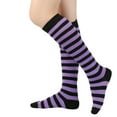 thumbnail image 1 of KDDYLITQ Christmas Socks for Women Striped Patterned Calf Socks Knee High Fun Holiday Socks Purple One Size, 1 of 3