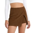 thumbnail image 1 of KDDYLITQ Corduroy Skirt Women Corduroy Side Slit Skort High Waisted Split Hem Fall Shorts Casual 2025 Mini Skirt Brown M, 1 of 4