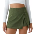 thumbnail image 1 of KDDYLITQ Corduroy Skort Women High Waisted Split Hem Skirt a Line Bodycon Work Mini Skirt Cute 2025 Short Skirts Army Green M, 1 of 4