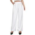 thumbnail image 1 of KDDYLITQ Dress Pants Women High Waist Pants Straight Wide Leg Pull on Slacks Office Soft Trousers with Pocket White 2XL, 1 of 4