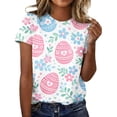 thumbnail image 1 of KDDYLITQ Easter Tops for Women Short Sleeve Egg Rabbit Graphic Soft T-Shirts Crew Neck Daisies Cute Blouse Carrots Loose Vacation Tees Light pink 2XL, 1 of 5
