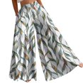 thumbnail image 1 of KDDYLITQ Flowy Pants for Women Petite Palazzo Floral Printed Loose Fit Trousers Summer Beach Wide Leg Elastic High Waisted Pants with Pockets Green 2XL, 1 of 7