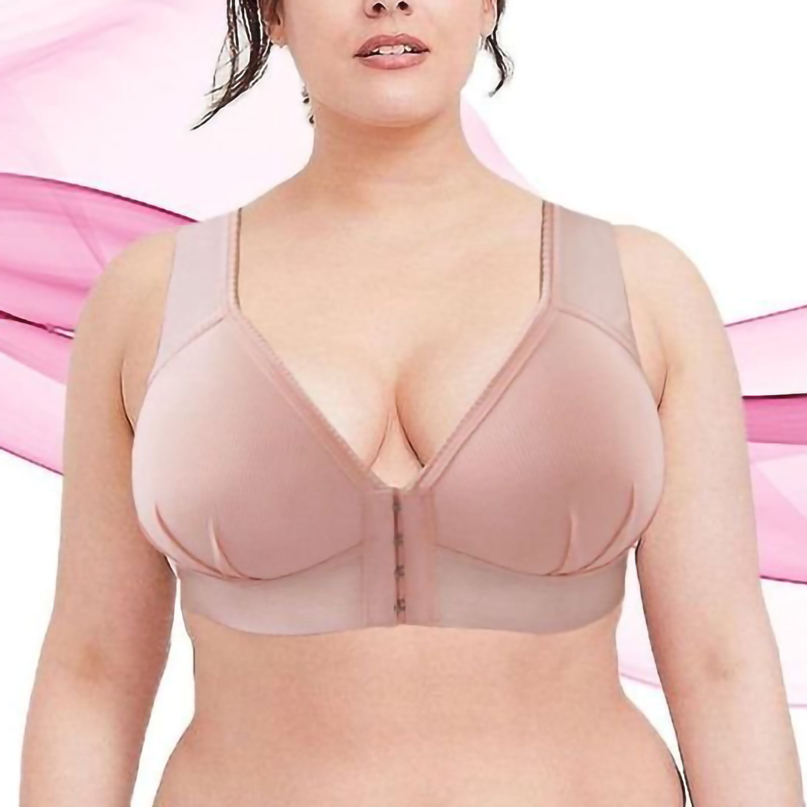 KDDYLITQ Front Closure Bras for Women Plus Size 58+6 Inch Chest Padded Front  Closure Bras for Women Plus Size 5 Plus Size Push Up Bras 42d Beige 3X 