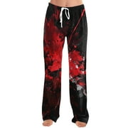 KDDYLITQ Halloween Pajama Pants Women Pumpkin Plus Size Trousers Ghost Drawstring Sweatpants Cute Graphic Barrel Loungewear Loose Fit Trendy Sweat Trousers Black 2XL