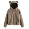 thumbnail image 1 of KDDYLITQ Hoodie Women Cat Ear Furry Comfy Shirts Y2k Hooded Loose Fit Tops Cute Fluffy Casual Clothing Kawaii Solid Fuzzy Dressy Sweater Khaki S, 1 of 4
