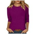 thumbnail image 1 of KDDYLITQ Ladies Tops and Blouses 3/4 Sleeve Summer Casual Tops Womens Casual Crew Neck Blouses Womens Summer Blouses Plus Size for Women Plus Size T Shirts for Women Dark Purple 5X, 1 of 5