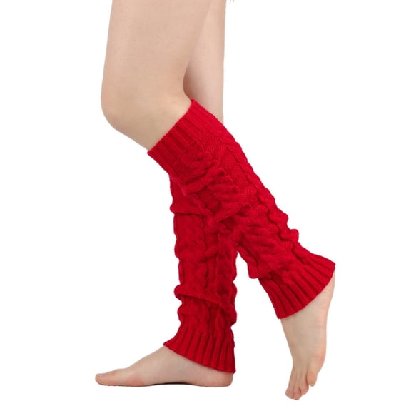 KDDYLITQ Leg Warmers,Crochet Knit Leg Warmers Winter Warm Long Boot Socks for Women 80s Sports Party Yoga Accessories Red One Size