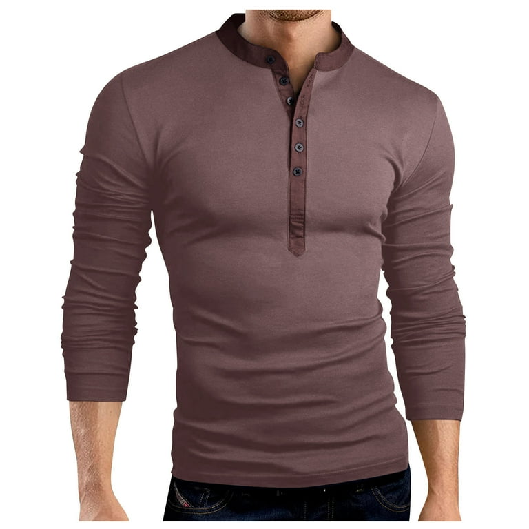 Mens henley long sleeve slim fit 2025
