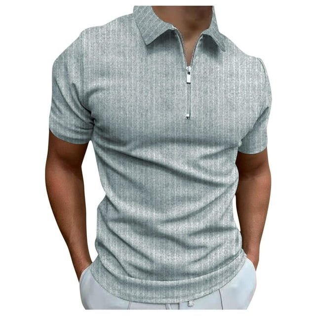 KDDYLITQ Men Polo Shirt Slim Fit Solid Color Short Sleeve Summer Casual ...