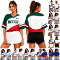 thumbnail image 1 of KDDYLITQ Mexico Jersey Women Soccer Cup 2026 Soccer Fan Crop Top Short Sleeve Football 2026 Soccer Print Jersey Dark Green 3XL, 1 of 7