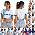 thumbnail image 1 of KDDYLITQ Mexico Jersey Women Soccer Cup 2026 Soccer Fan Crop Top Short Sleeve Football 2026 Soccer Print Jersey Light Blue 2XL, 1 of 5