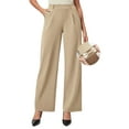 thumbnail image 1 of KDDYLITQ Pants Women High Waist Dress Pants Straight Wide Leg Office Slacks Pull on Elegant Trousers with Pocket Khaki S, 1 of 4
