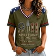 thumbnail image 1 of KDDYLITQ Patriotic Shirts for Women Vintage 911 Memorial Never Forget Flag Tops Short Sleeve V Neck 25th Tshirt Army Green M, 1 of 4