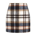 thumbnail image 1 of KDDYLITQ Plaid Skirts for Women Wool Short Mini Skirts A-Line High Waisted Winter Pencil Mini Skirt Elegant Stretch Pencil Skirt Brown L, 1 of 3