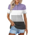 thumbnail image 1 of KDDYLITQ Polo Shirts For Women Cotton Short Sleeve Collared Lightweight Summer Shirts Breathable Loose Vintage Tees Purple 3XL, 1 of 4
