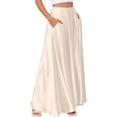 thumbnail image 1 of KDDYLITQ Satin Maxi Skirt for Women Silk Basic Skirts a Line High Waisted Party Long Skirts Holiday Swing Skirt with Pocket Beige XL, 1 of 6