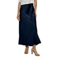 thumbnail image 1 of KDDYLITQ Satin Maxi Skirt for Women Silk Solid Color Skirts a Line Elastic Waistband Elegant Long Skirts Casual Dressy Skirt Navy L, 1 of 4