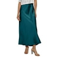 thumbnail image 1 of KDDYLITQ Satin Maxi Skirt for Women a Line Elastic Waistband Skirts Flared High Waisted Elegant Skirt Work Dressy Long Skirts Dark Blue M, 1 of 4