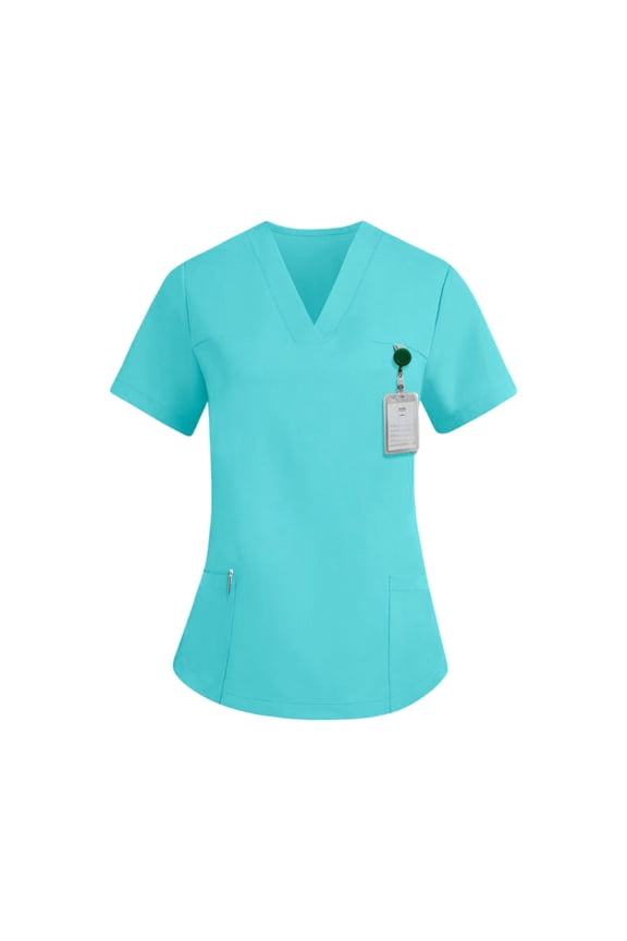 Scrubs for Women, V-Neck Tops Soft Stretch Women's Tops Turquoise 2XL