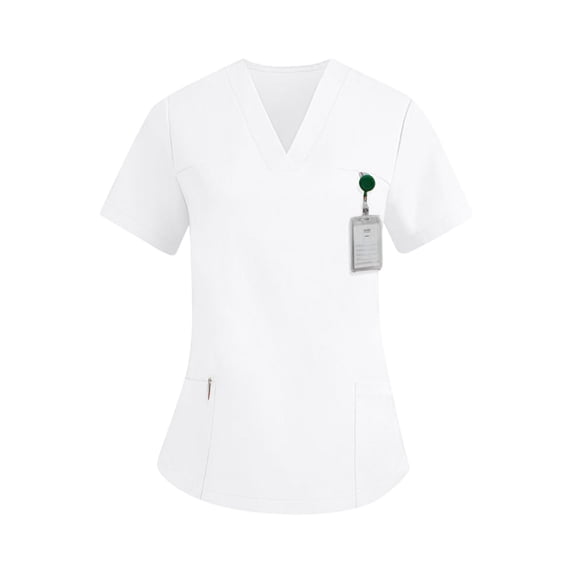 KDDYLITQ Scrubs for Women, V-Neck Tops Soft Stretch Women's Tops White XL