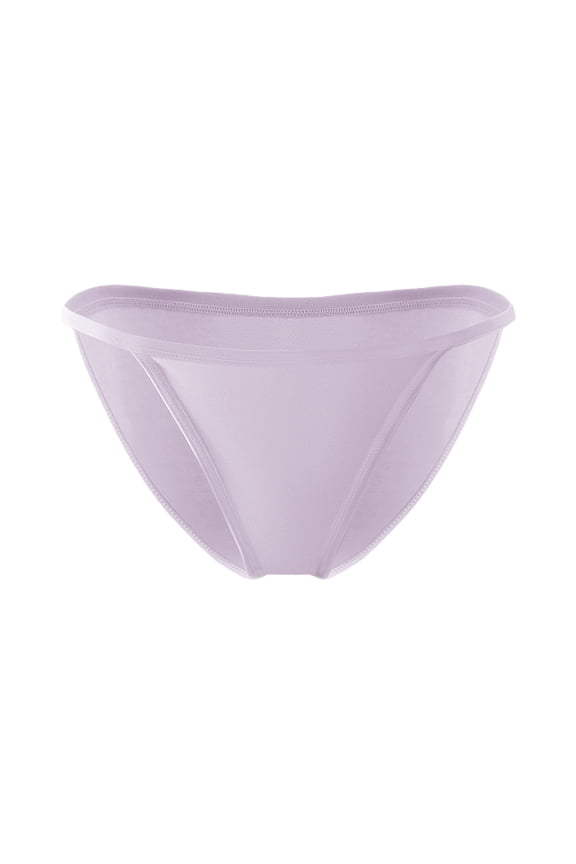Sexy Comfy Satin G-String Thongs for Women: Low Rise Stretch T-back Tangas Underwear Light Purple M