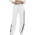 thumbnail image 1 of KDDYLITQ Sweatpants Women Baggy Plus Size Pants Stripes Drawstring Track Pants Oversized Straight Wide Leg Sweat Pants Barrel Comfy Loungewear with Pockets White S, 1 of 3