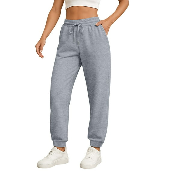 KDDYLITQ Sweatpants Women Cotton Straight Leg Loungewear Baggy Drawstring Sweat Trousers Barrel Ankle Strap Joggers Elastic High Waist Athletic Comfy Pants with Pockets Light Gray XL