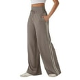 thumbnail image 1 of KDDYLITQ Sweatpants Women Oversized Straight Wide Leg Sweat Trousers Stripes Drawstring Loungewear Baggy Elastic High Waist Track Pants Barrel Athletic Joggers with Pockets Light Brown XL, 1 of 2