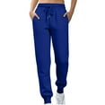 thumbnail image 1 of KDDYLITQ Sweatpants for Women Fleece Drawstring Joggers Straight Leg Trousers Workout Cotton Pants with Pocket Dark Blue L, 1 of 4