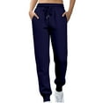 thumbnail image 1 of KDDYLITQ Sweatpants for Women Straight Leg Joggers Fleece Drawstring Pants Warm 2025 Trousers with Pocket Navy 2XL, 1 of 4