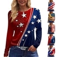 thumbnail image 1 of KDDYLITQ U.s. 250th Anniversary Shirts for Women Summer 250 Years Birthday Crew Neck Tops Liberty Printed July 4th T-Shirts National Flag Print Floral Long Sleeve Tees Wine 3XL, 1 of 6