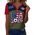 thumbnail image 1 of KDDYLITQ USA Soccer Jersey Women Soccer Cup 2026 Short Sleeve Henly Neck Button Shirt USA Print Lightweight Soccer Fan Jersey Army Green 3XL, 1 of 3