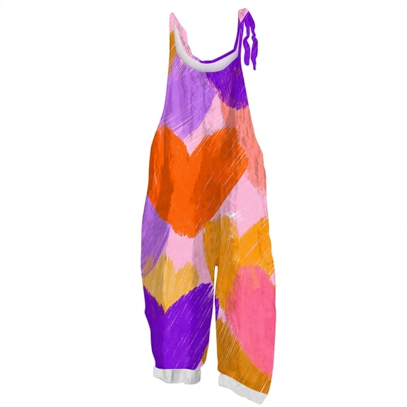 KDDYLITQ Valentines Jumpsuit for Women U Neck Adjustable Strap Overalls Floral Print Plus Size Wide Leg Holiday 2026 Holiday Pants with Pocket Hot Pink 5XL